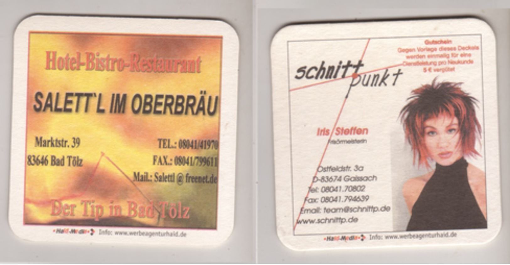 Werbebierdeckel , Salettl , Bistro , Bad Tölz - Schnittpunkt - Sous-bocks