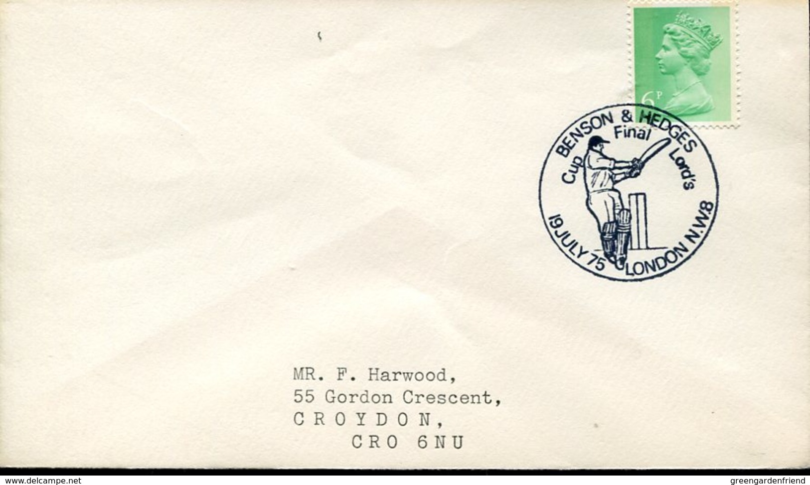 21665 England, Special Postmark 1975 London  Cricket - Cricket