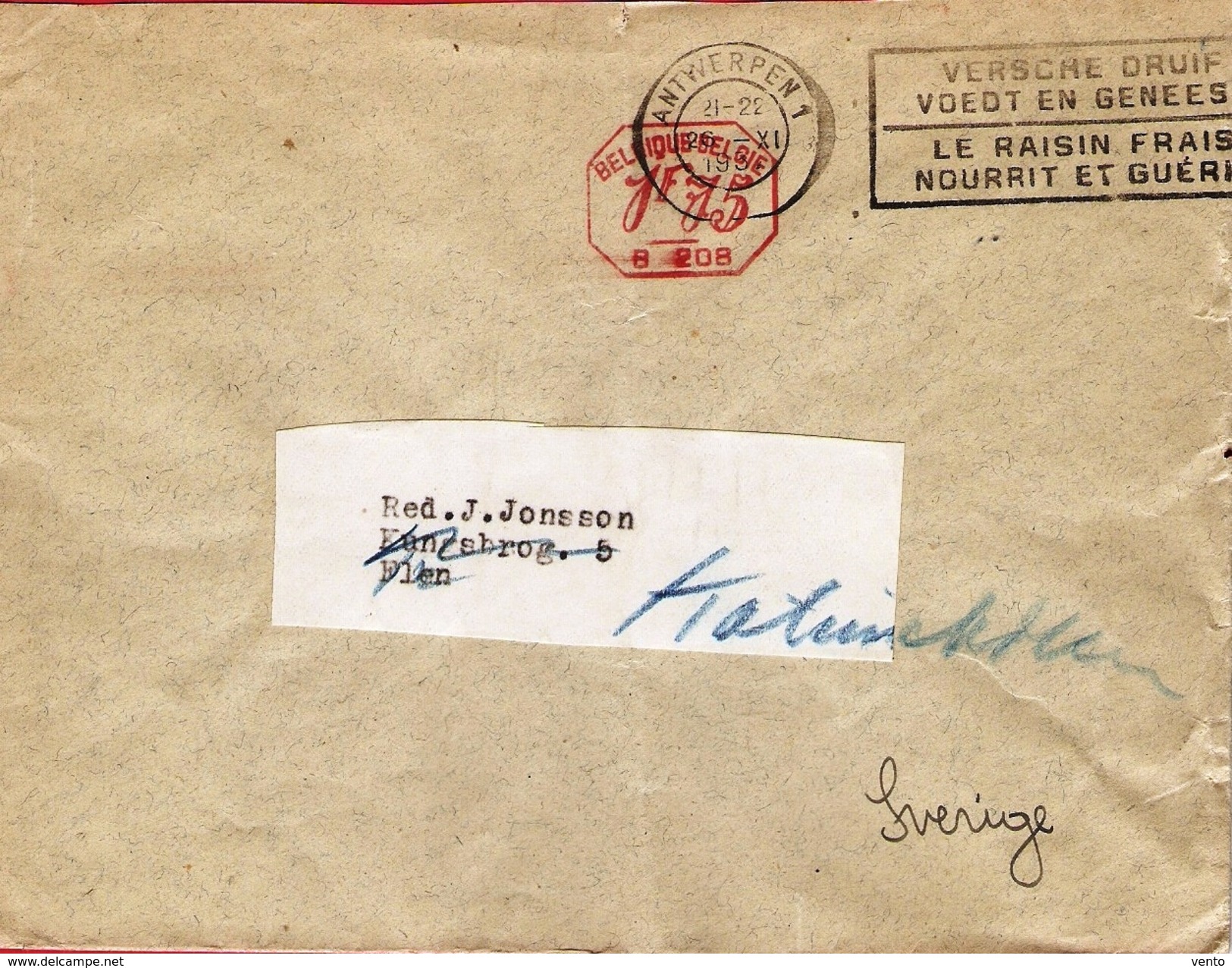 Belgie 1937 Letter To Sweden ... AX422 - ...-1959