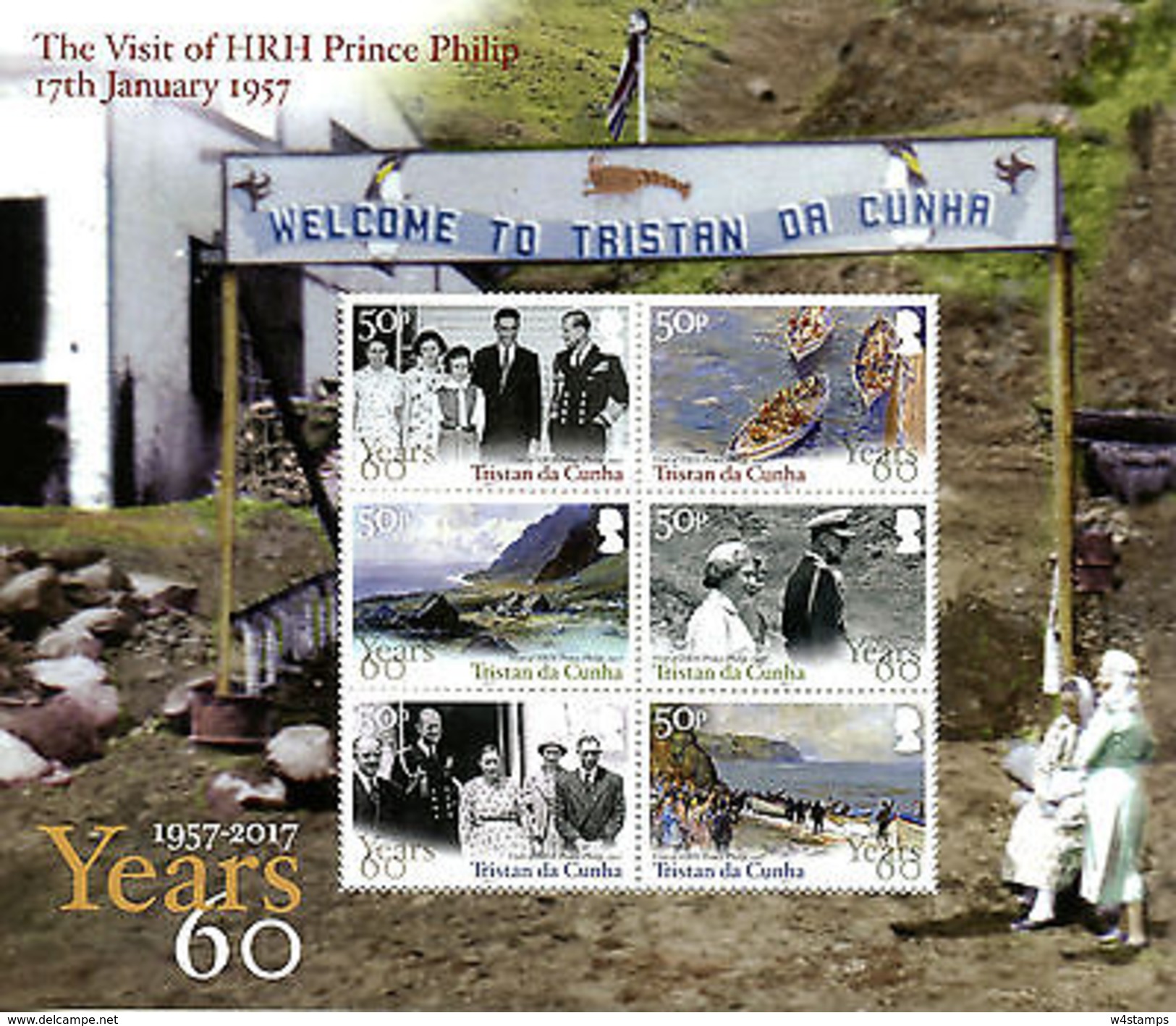 Tristan Da Cunha 2017 MNH HRH Prince Philip Visit 6v M/S Art Royalty Stamps - Familias Reales