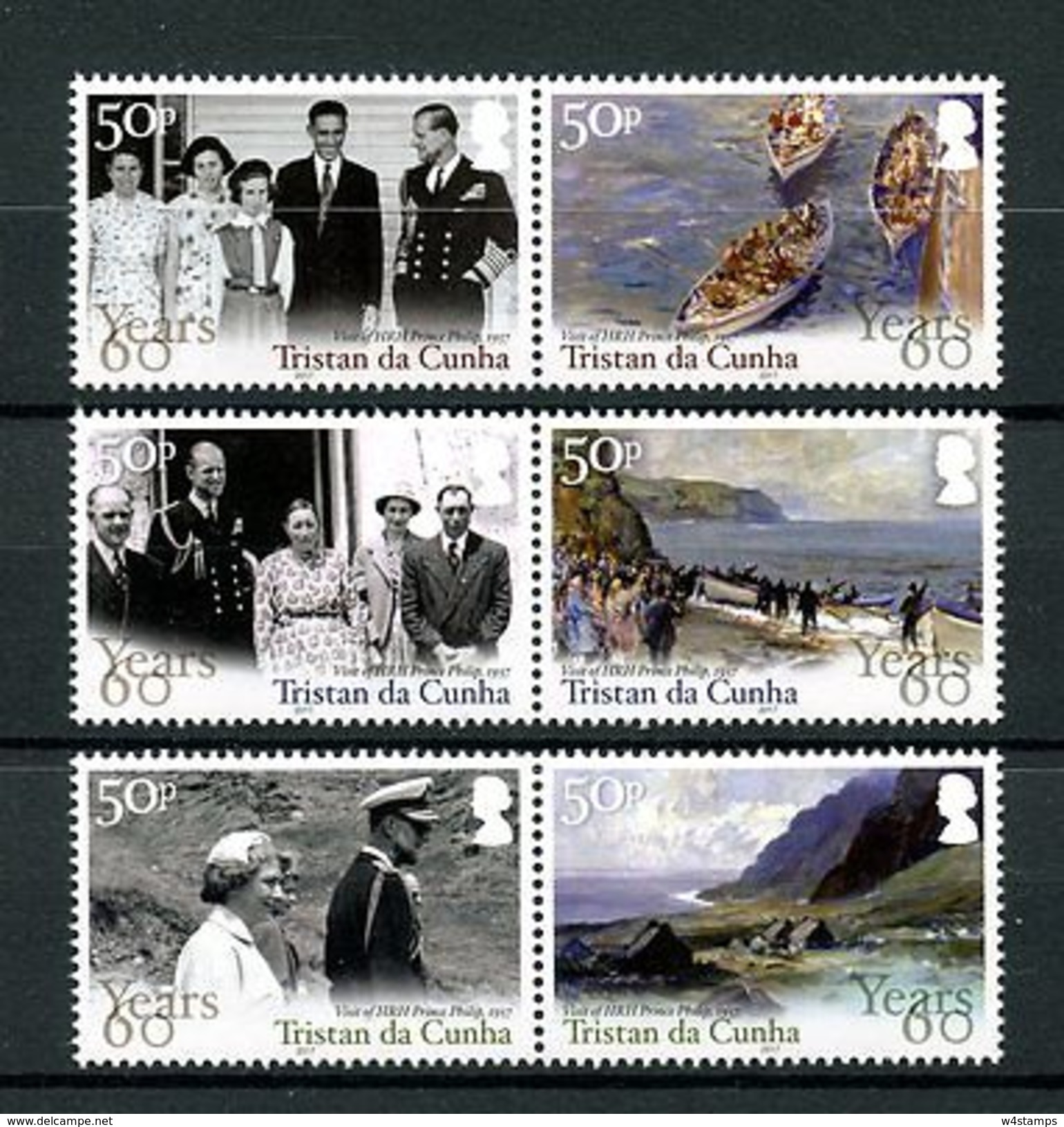 Tristan Da Cunha 2017 MNH HRH Prince Philip Visit 6v Set In Pairs Royalty Stamps - Familias Reales