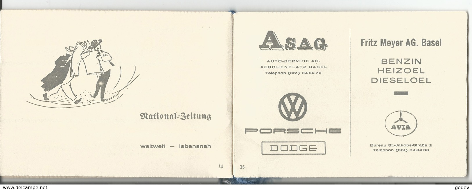 Programme 16 pages, Spectacle Stadt-Casino Basel avec Roger Nordmann et Colette Jean + Publicités (1955) format 11x15