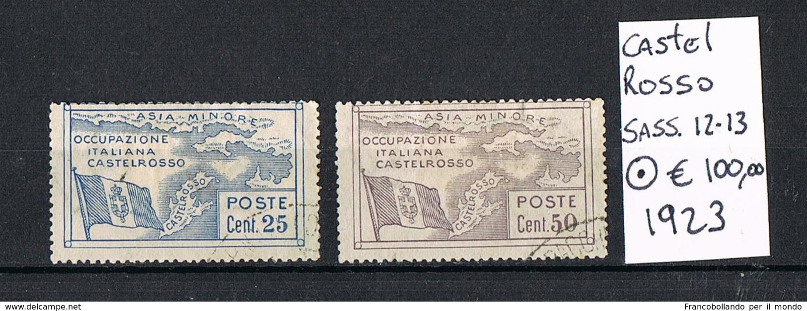 1923 CASTEL ROSSO USED NICE STAMPS SASSONE#12-13 &euro;100,00 - Castelrosso