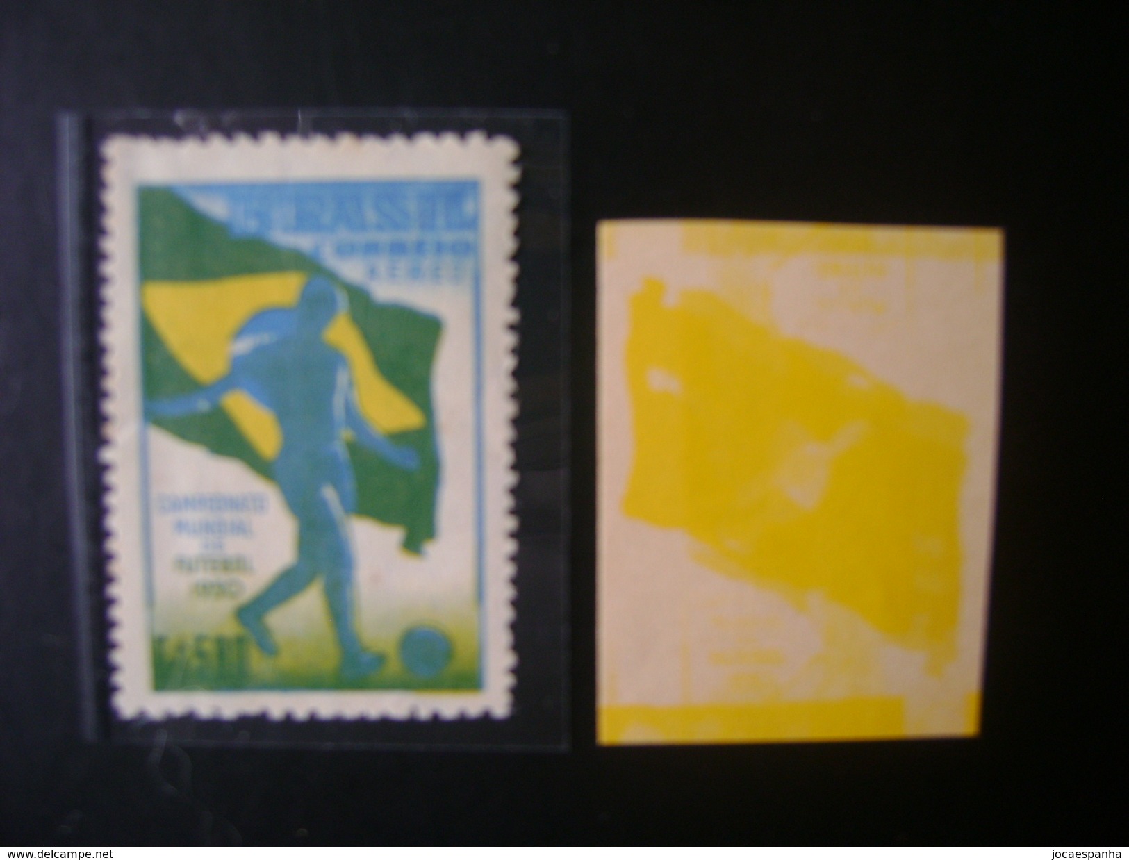 WORLD CUP OF FOOTBALL IN BRAZIL 1950 - A-76, PROOF YELLOW COLOR WITH DISPLACEMENT IN THE STATE - 1950 – Brazilië