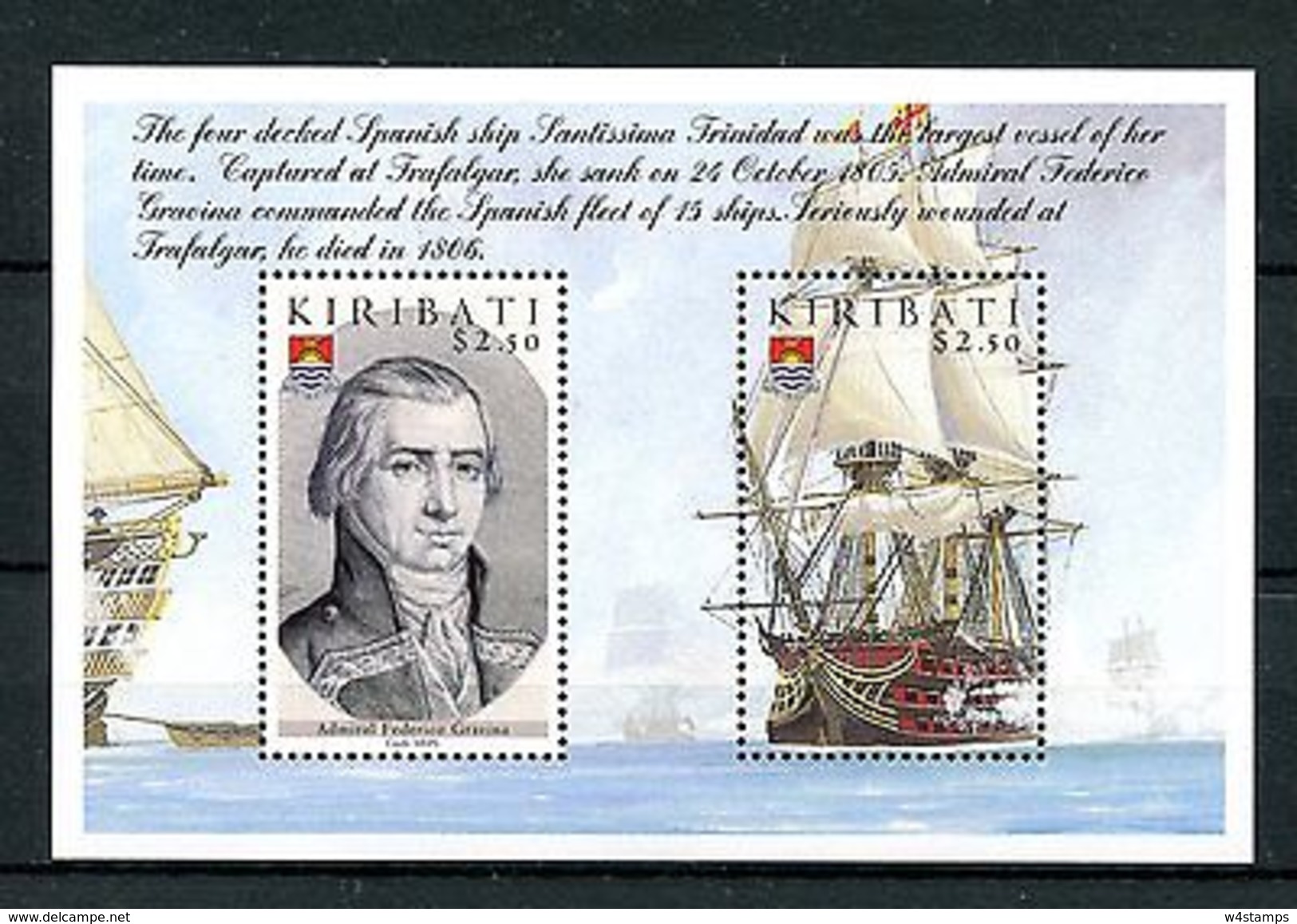Kiribati 2005 MNH Battle Of Trafalgar 200th 2v M/S Boats Ships Gravina Stamps - Militaria