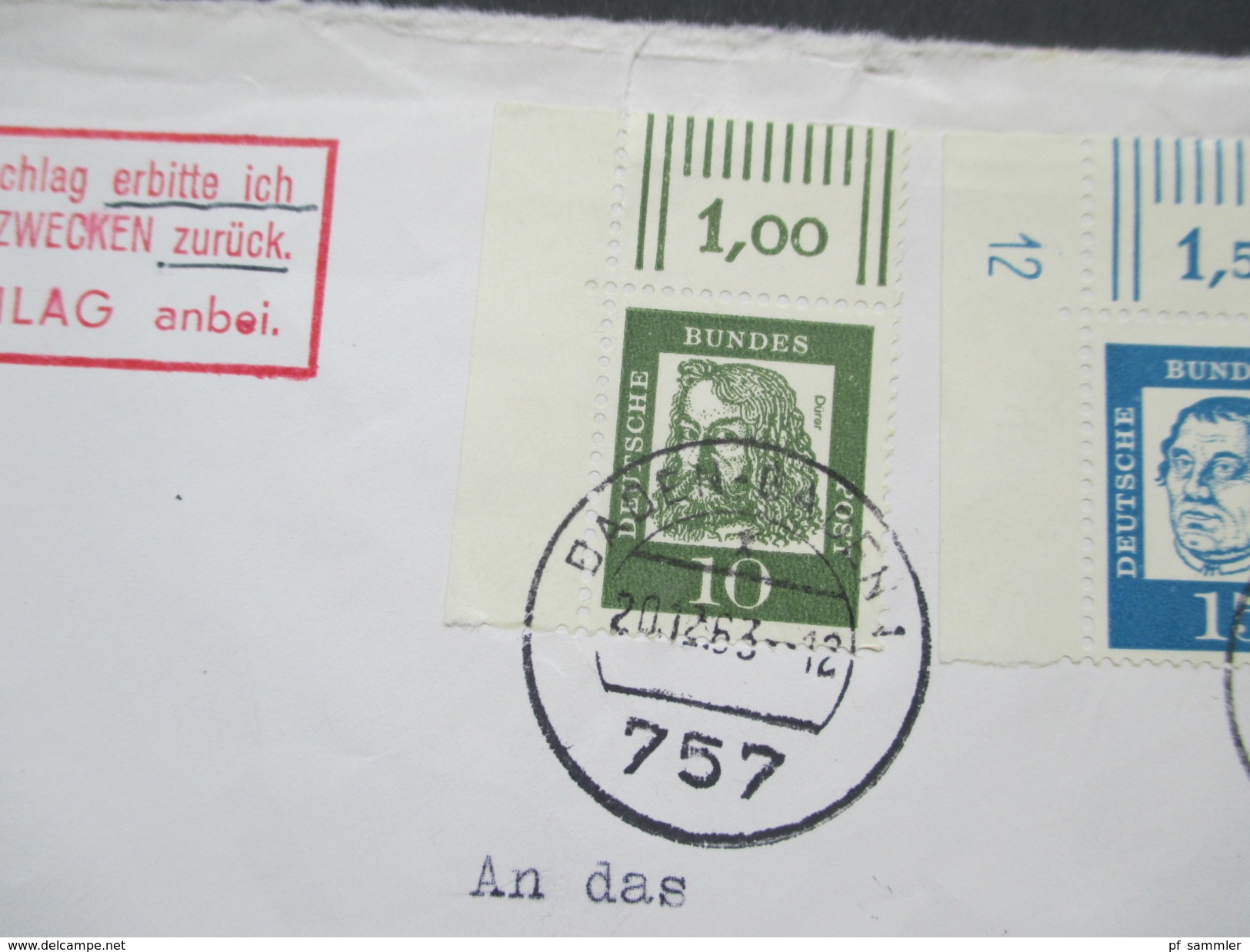 Berlin 1961 Bedeutende Deutsche Nr. 203 Mit Druckerzeichen. MiF. Geprüft Schlegel BPP / Fotobefund - Lettres & Documents