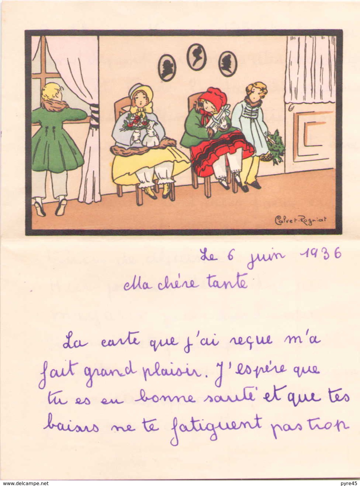 PAPIER A LETTRE AVEC DESSIN CALVET ROGNIAT 1936 - Zonder Classificatie