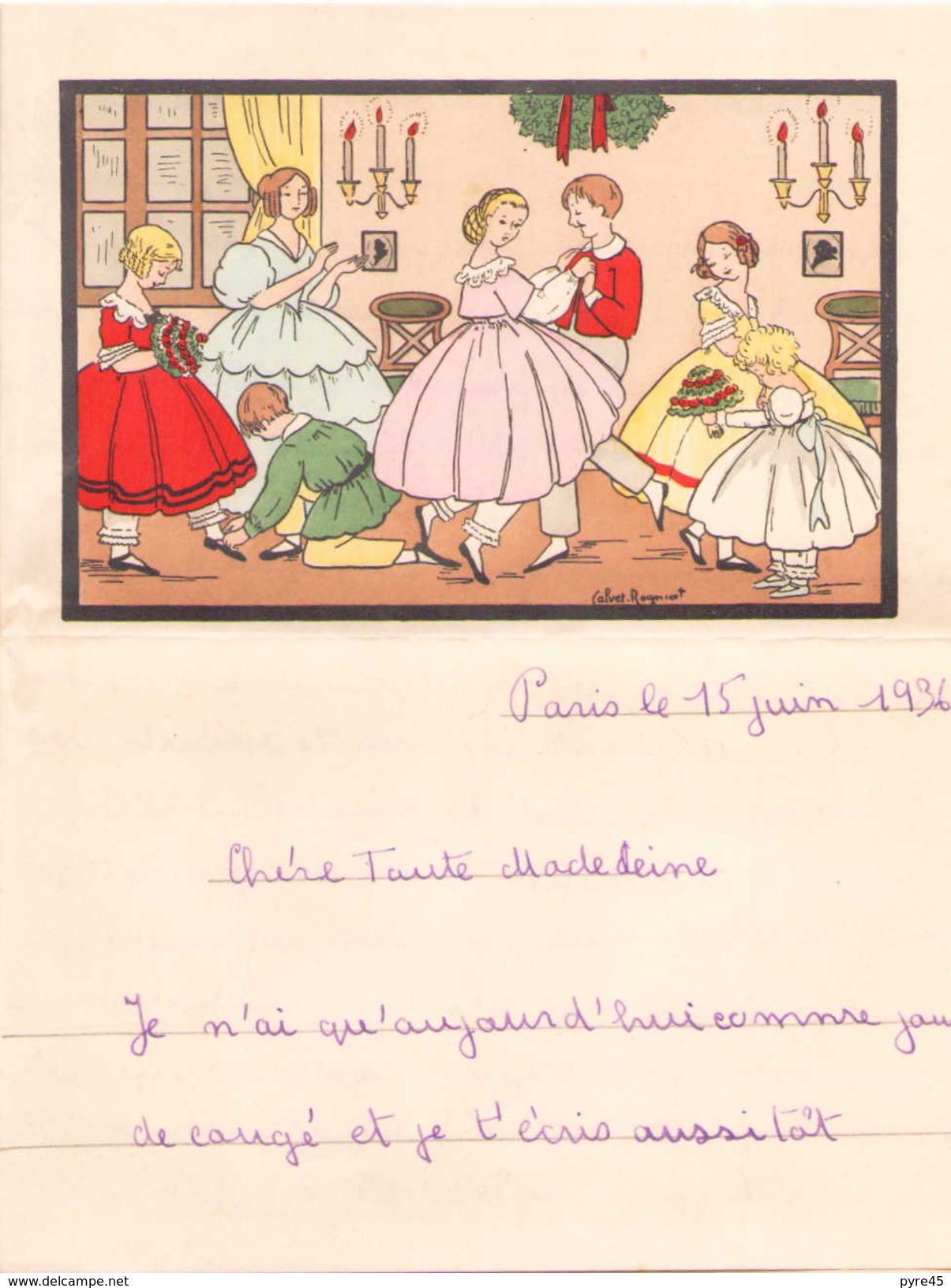 PAPIER A LETTRE AVEC DESSIN CALVET ROGNIAT 1936 - Zonder Classificatie