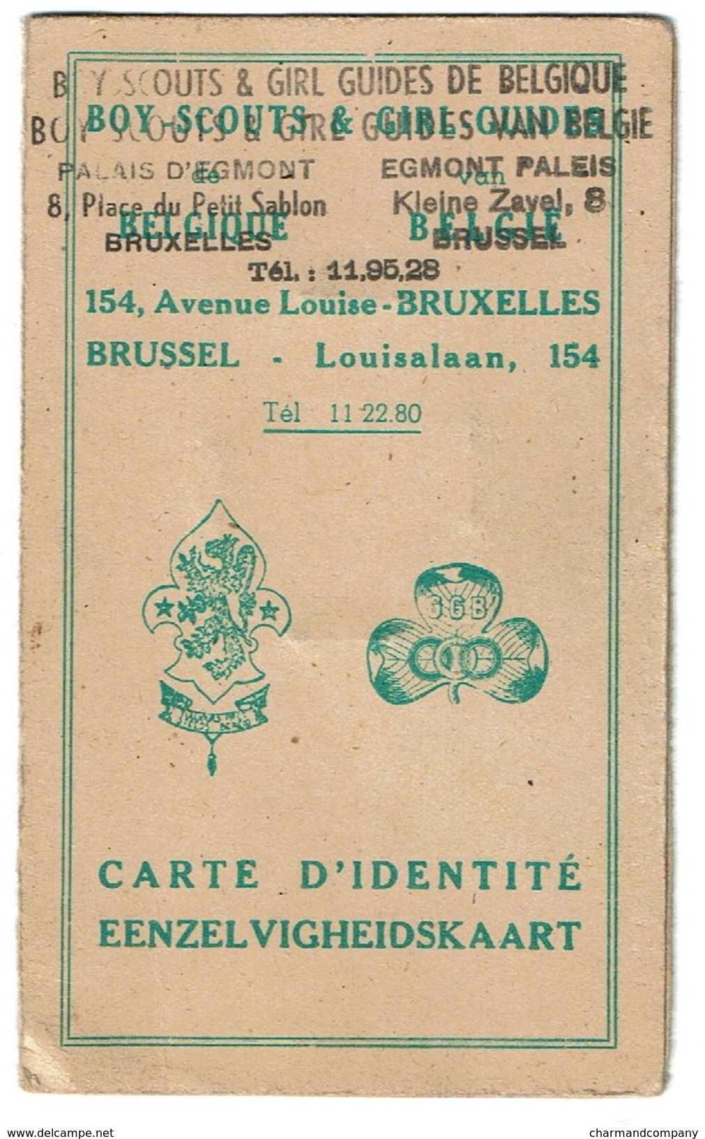 Carte D'identité Boy-Scouts Et Girl-Scouts De Belgique, Région Norois, Bruxelles, 1952, Lilian STEENACKERS - 2 Scans - Padvinderij