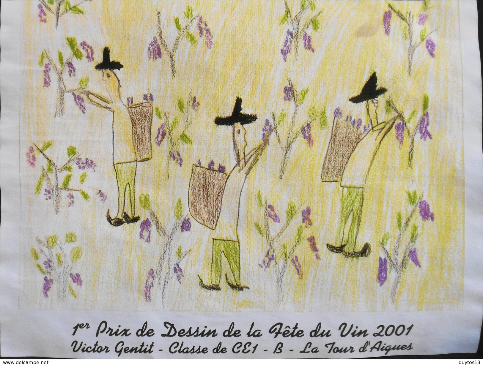 ETIQUETTE - 1er Prix De Dessin De La Fête Du Vin 2001 - Victor GENTIL - Classe De CE1-B- La Tour D'Aigues - Décollée BE - Kindertekeningen