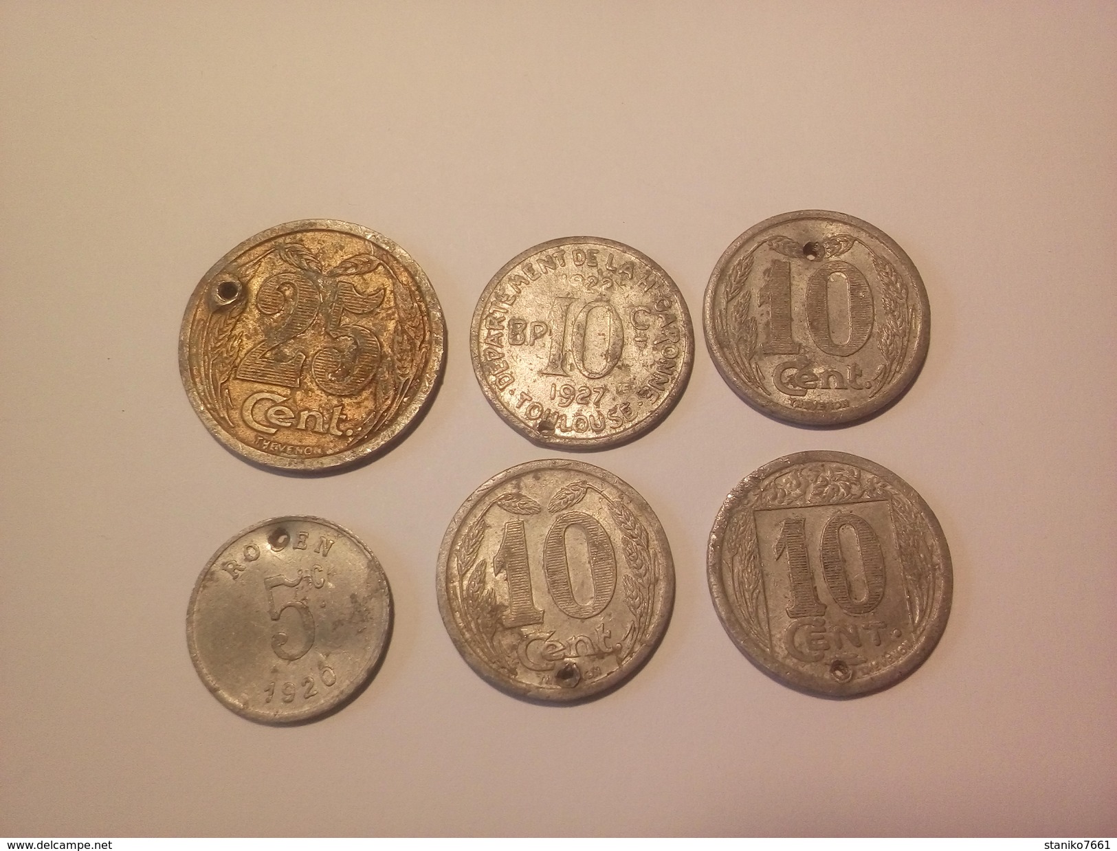 LOT DE 6 MONNAIES FRANCAISES CDC ALU 25 CENT EVREUX 1921 Et Autres - Andere & Zonder Classificatie