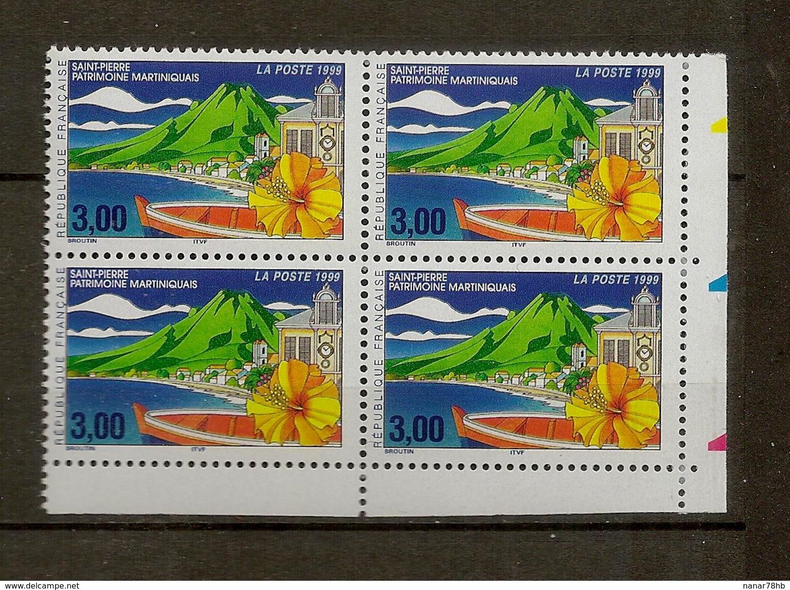 Bloc De 4 Timbres N°3244 St Pierre Martinique (bord De Feuille Coupé Aux Ciseaux) - Unused Stamps