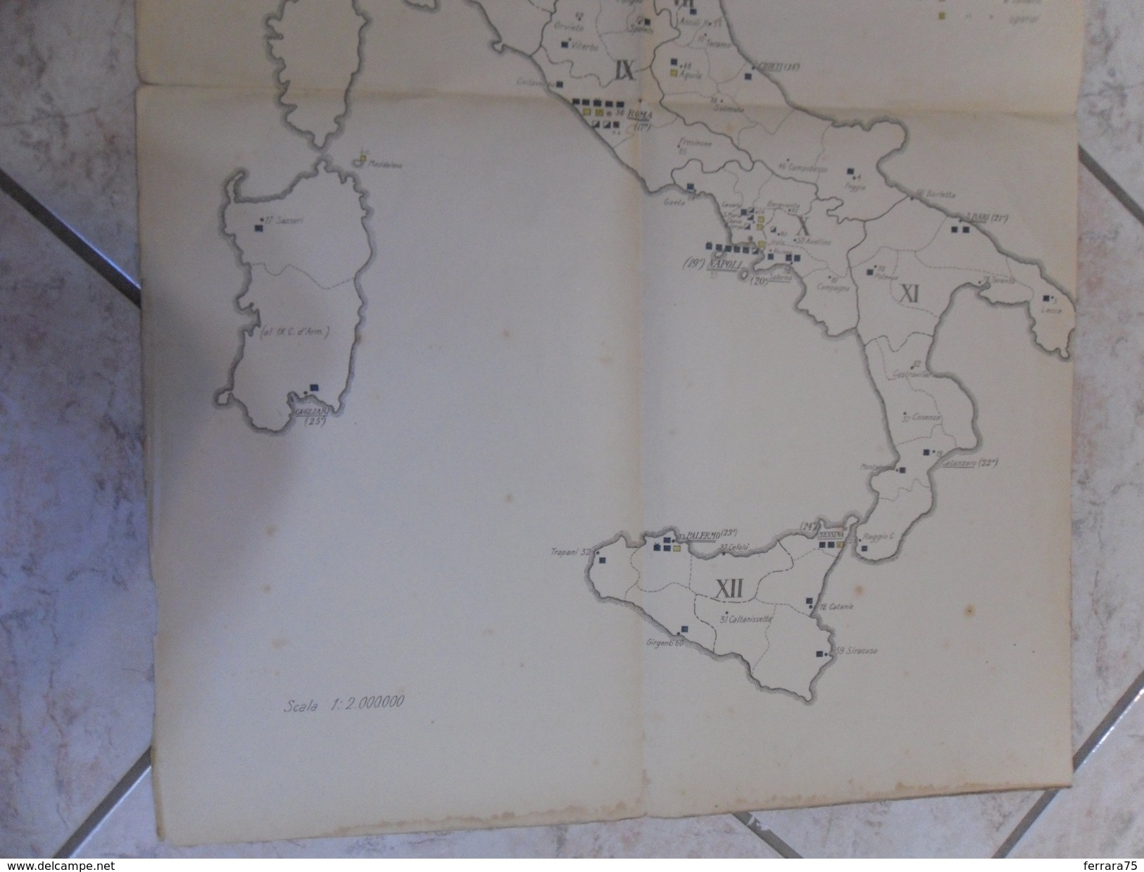 ARTE MILITARE MAPPA CARTINA 1°CORSO DISTRIBUZIONE DELLE FORZE DI PACE 1909 - Altri & Non Classificati