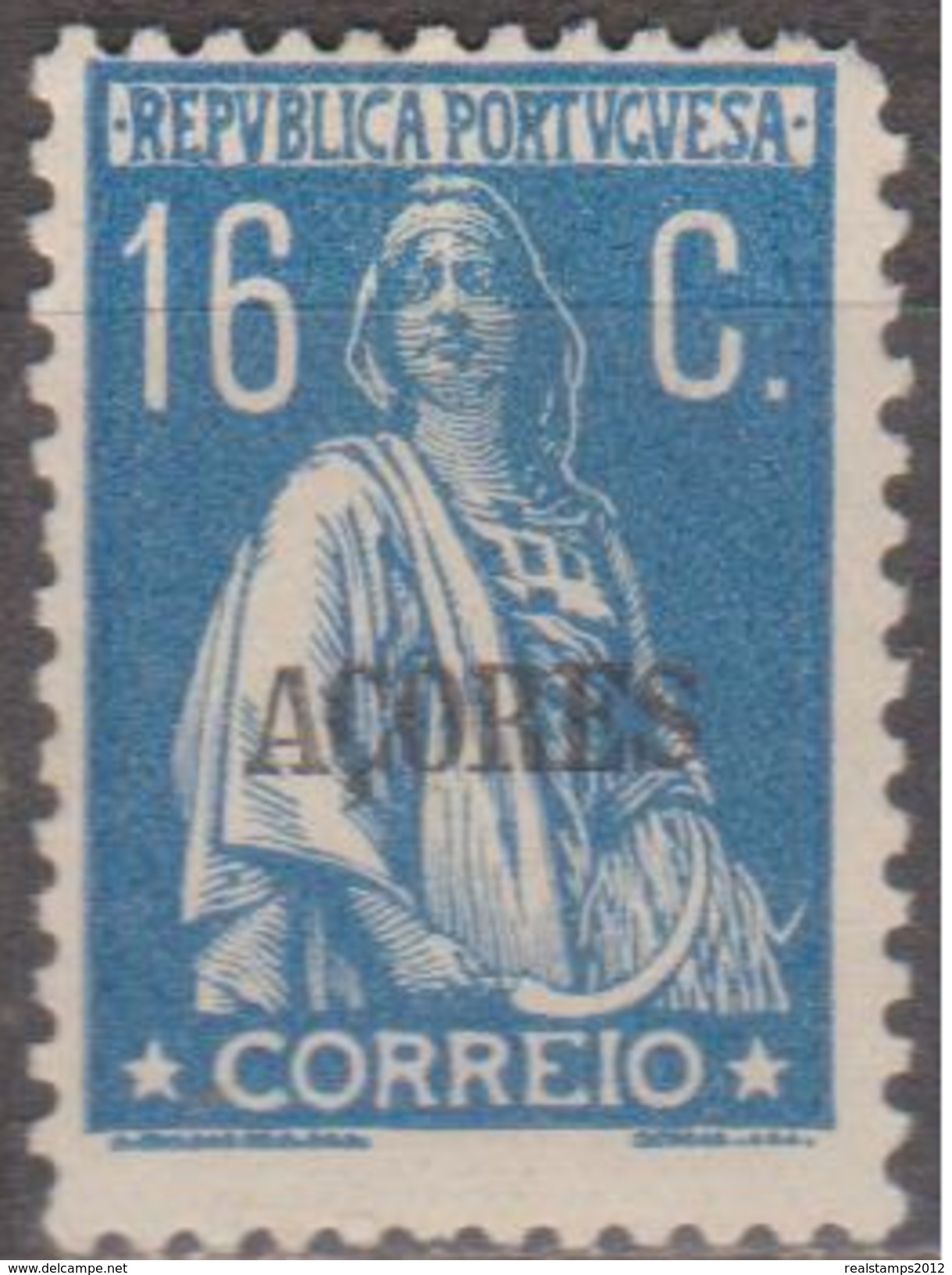 AÇORES-1924-1928, Tipo «CERES». Selos Do Cont. C/ Sob. " AÇORES "  16 C.  Pap. Liso.  ** MNH  Afinsa Nº 202 - Azores