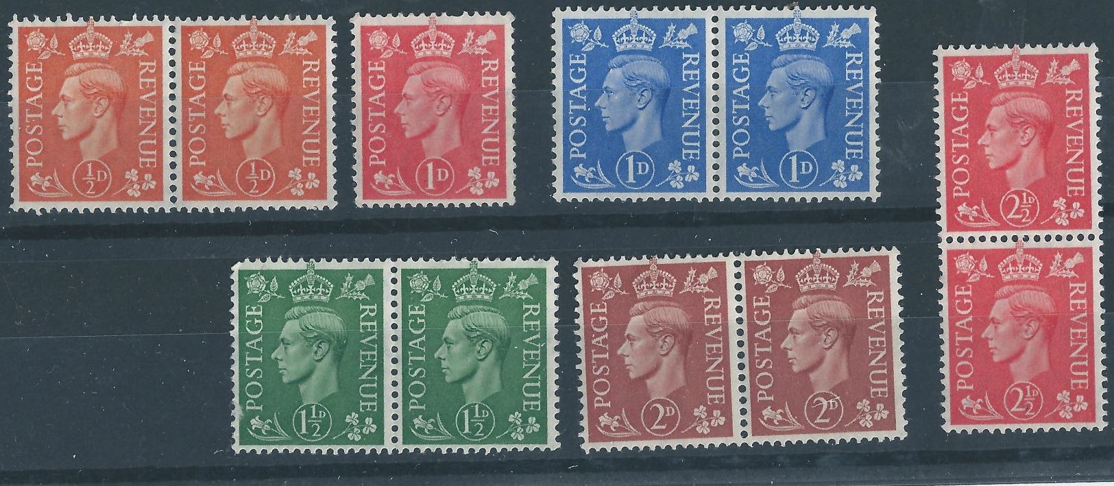 GB Collection Of KING GEORGE V1 STAMPS (5 IN PAIRS) MINT NEVER HINGED ORIGINAL GUM POST OFFICE FRESH - Unused Stamps