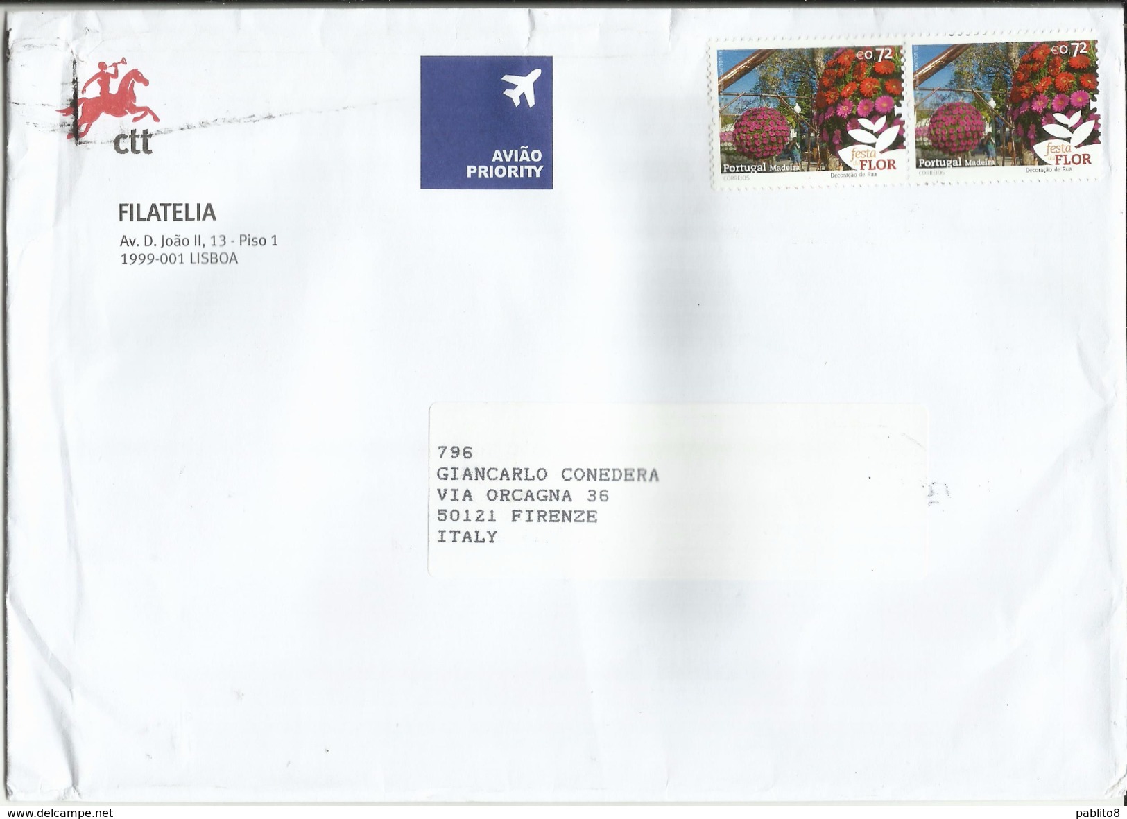 PORTOGALLO PORTUGAL MADEIRA MADERA 2016 FESTA FLOR FLORA &euro; 0,72 LETTERA VIA AEREA AIR MAIL LETTER - Madère