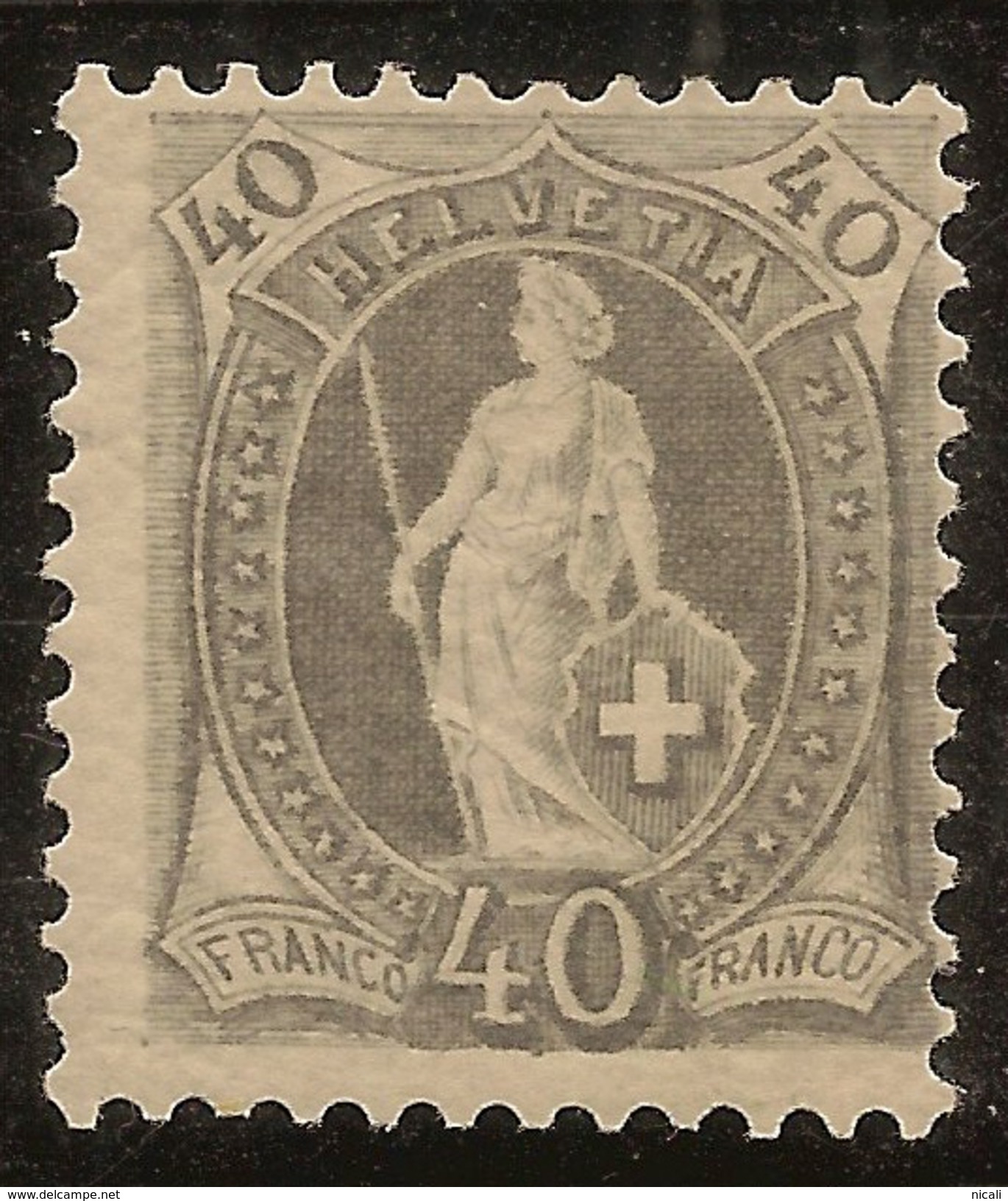 SWITZERLAND 1882 40c Helvetia SG 136 HM #ZD236 - Unused Stamps