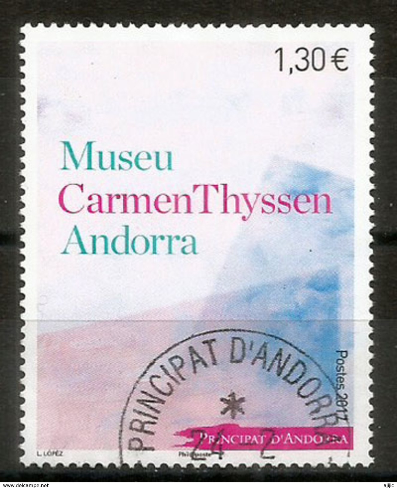 Nouveau Musée Carmen Thyssen En Andorre. Un Timbre Oblitéré, 1 ère Qualité. Année 2017 - Gebruikt