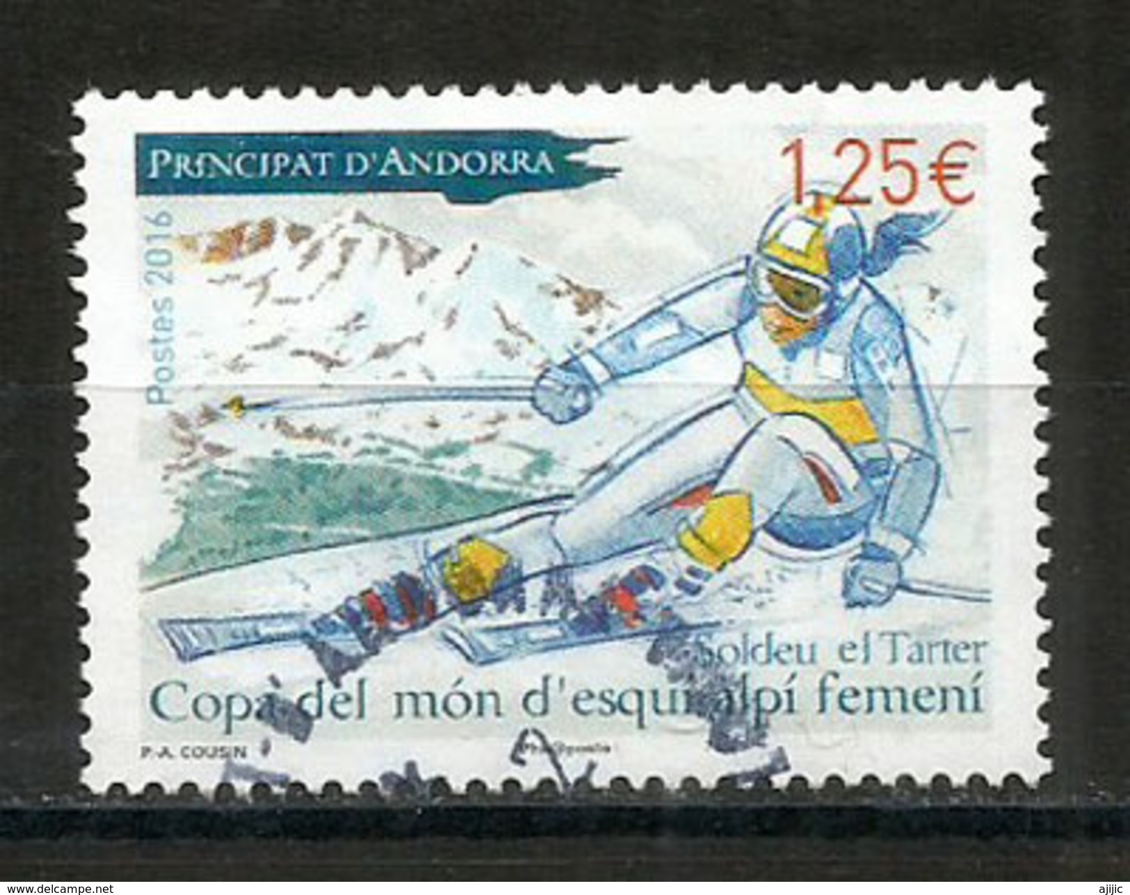 Championnat Du Monde Féminin De Ski, Andorre 2016, Un Timbre Oblitéré 2016, Oblit.ronde. - Used Stamps
