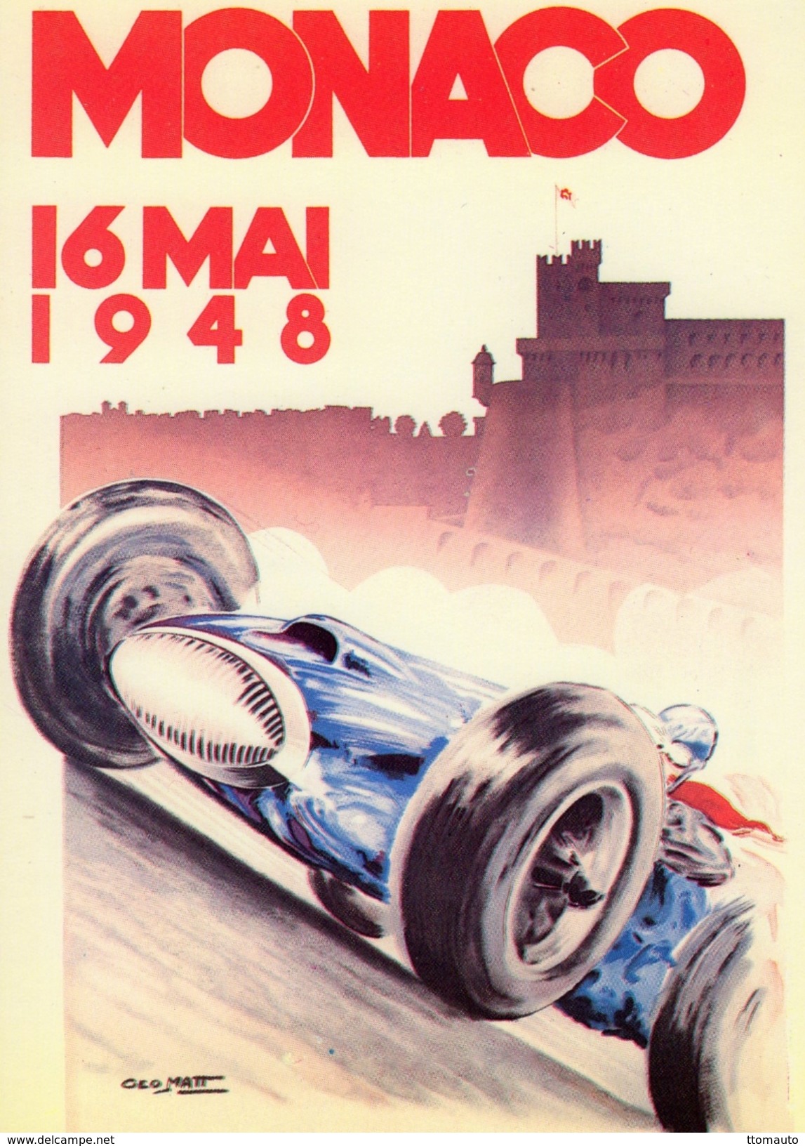 Grand Prix  De Monaco 1948  -   Illustrateur Géo Matt   -   Carte Postale - Grand Prix / F1