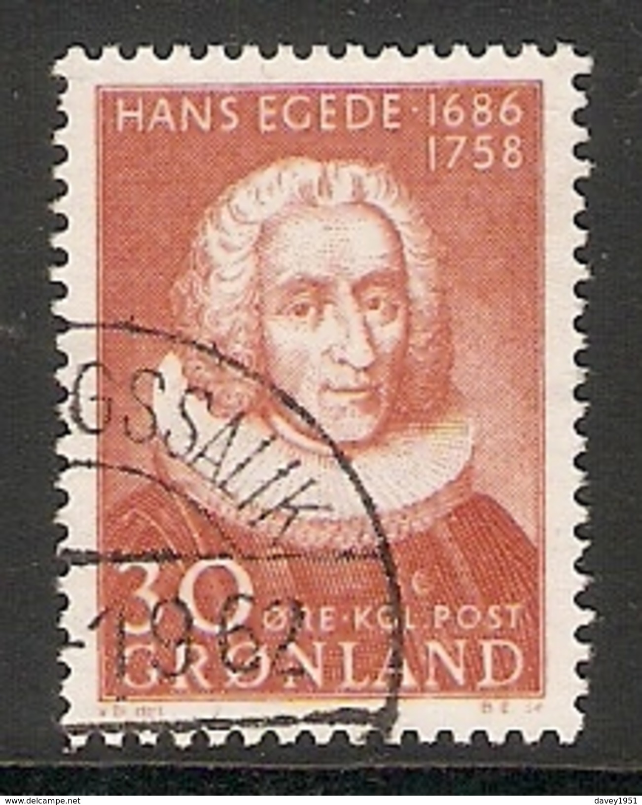 004102 Greenland 1958 Hans Egede 30o FU - Used Stamps