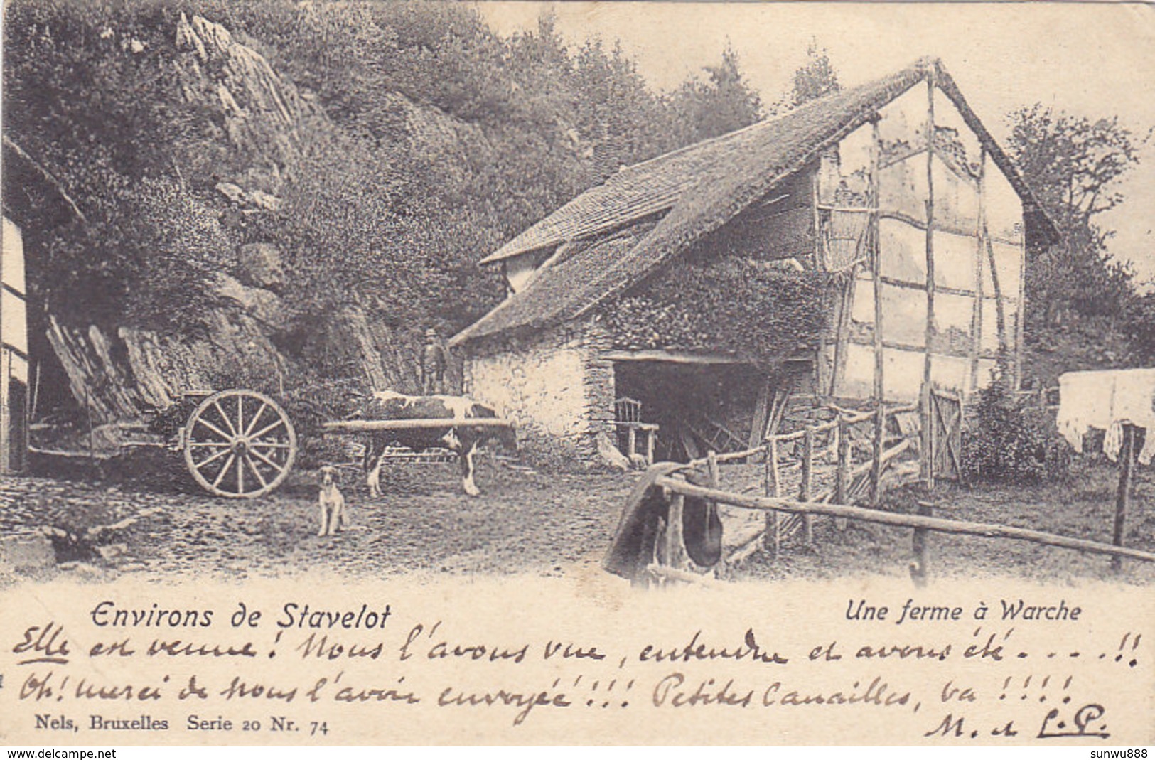 Environs De Stavelot - Une Ferme à Warche (animée, Attelage, Chien, 1904...léger Pli) - Stavelot