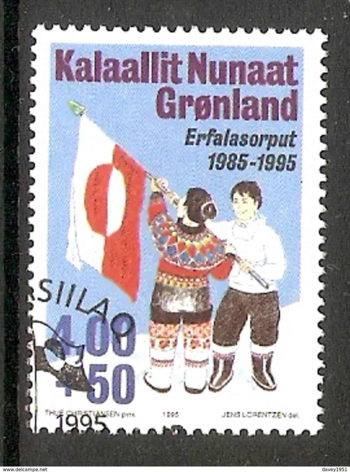 004134 Greenland 1995 Flag 4K + 50o FU - Used Stamps