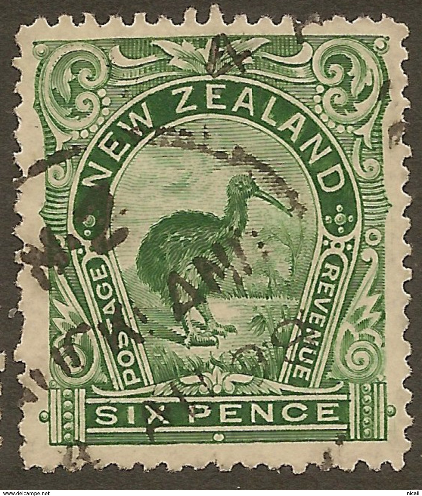 NZ 1898 6d Green Kiwi SG 254 U #ZS542 - Usados