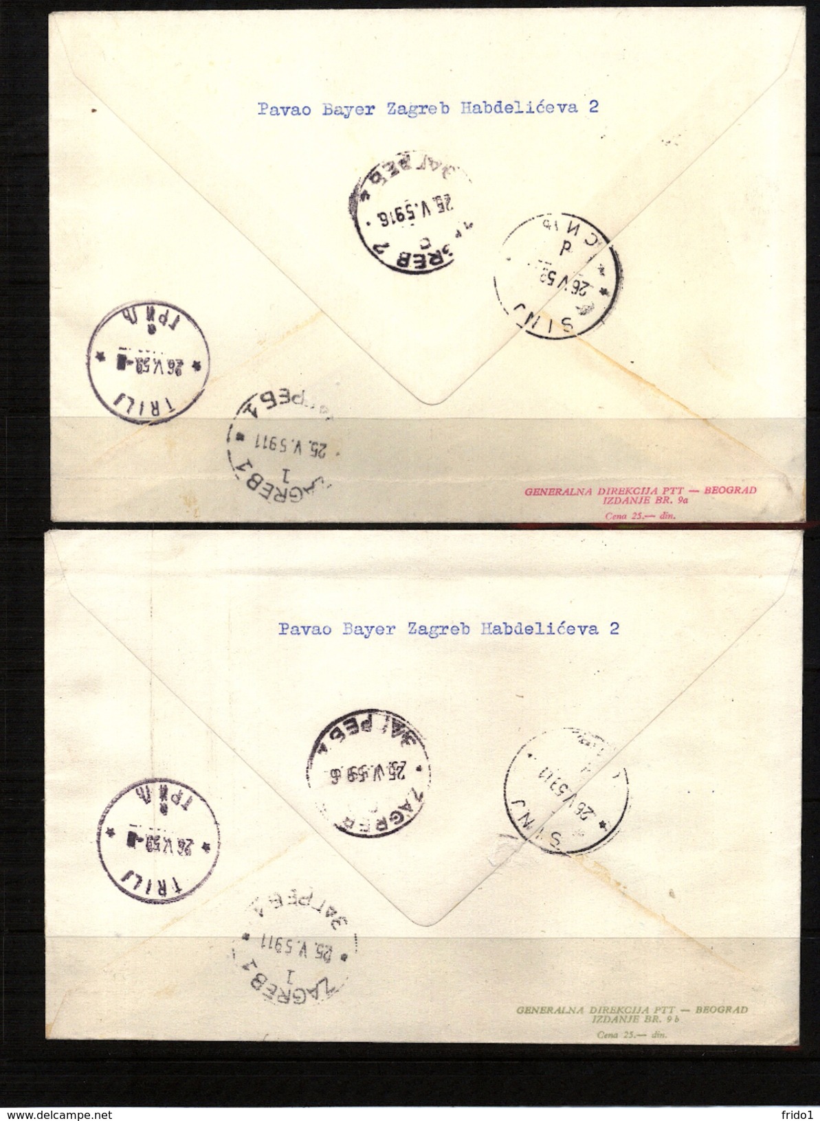 Jugoslawien / Yugoslavia 1959 Michel 882-890 FDC - Briefe U. Dokumente