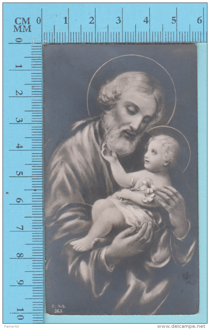 F.SCH-363 - Enfant Jesus Jouant Avec La Barbe De St-Joseph - Image Pieuse, Holy Card, Santini - 2 Scans - Images Religieuses