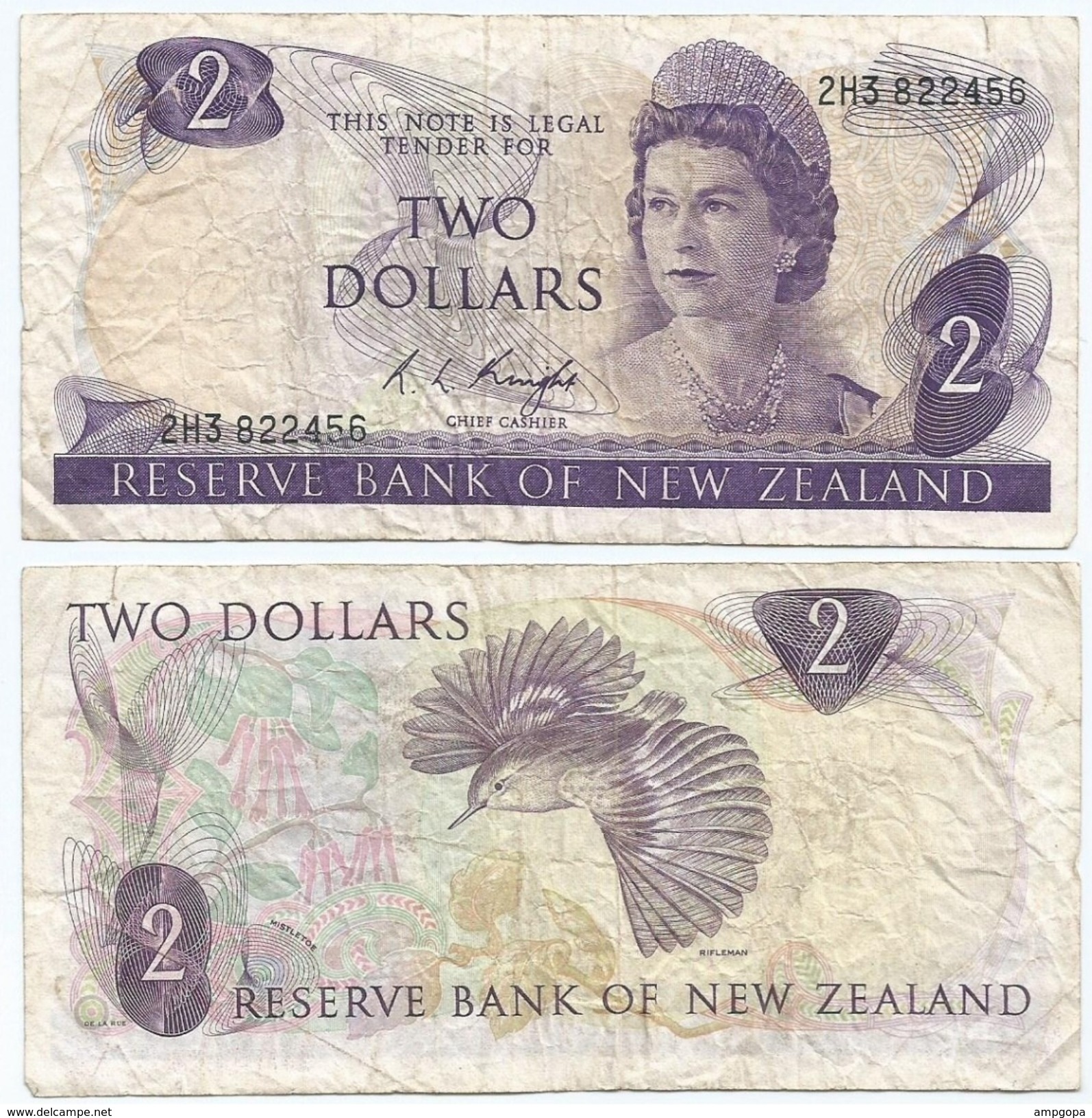 Nueva Zelanda - New Zealand 2 Dollars 1975-77 Pick 164.c Ref 316 - Nieuw-Zeeland