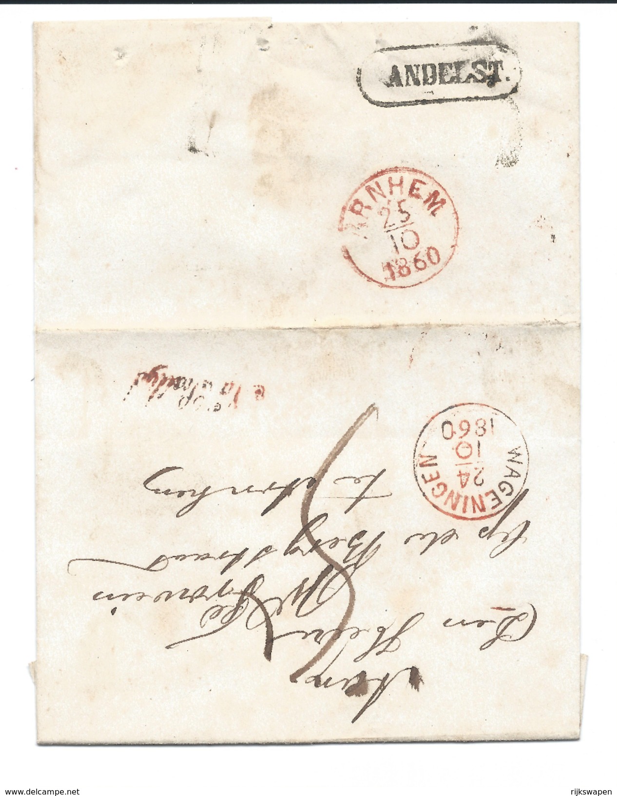 Nederland 1860 Complete Brief Met Bestelhuis Andelst En Na Posttijd - ...-1852 Vorläufer