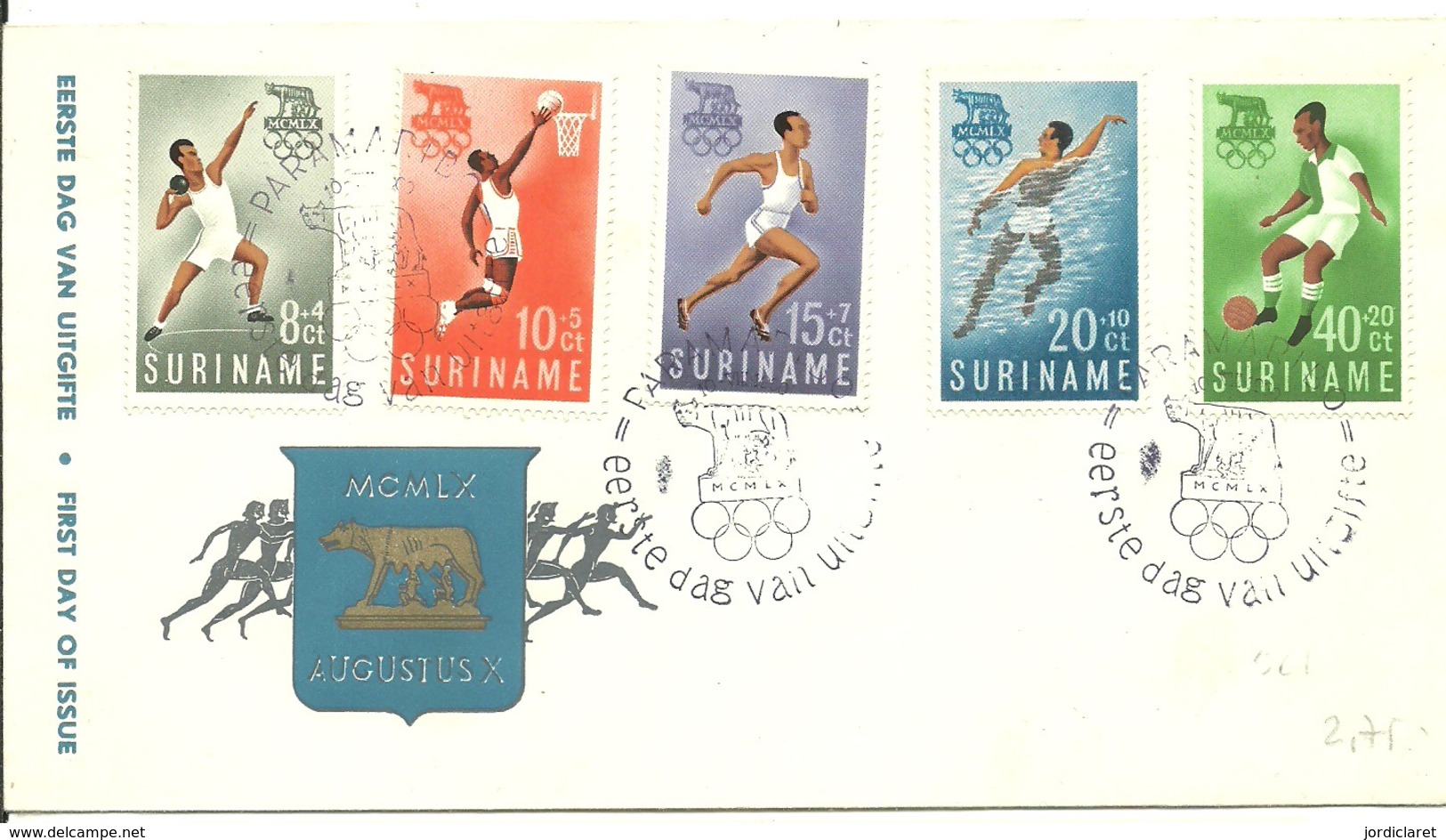 FDC  SURINAM - Sommer 1960: Rom