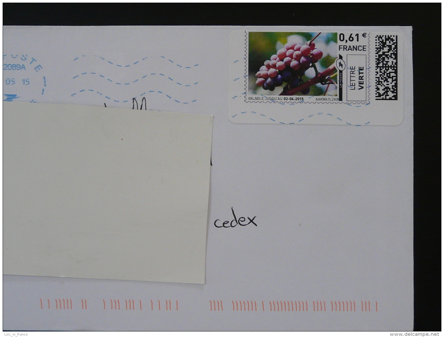 Raisin Grape Timbre En Ligne Sur Lettre (e-stamp On Cover) TPP 3325 - Wein & Alkohol