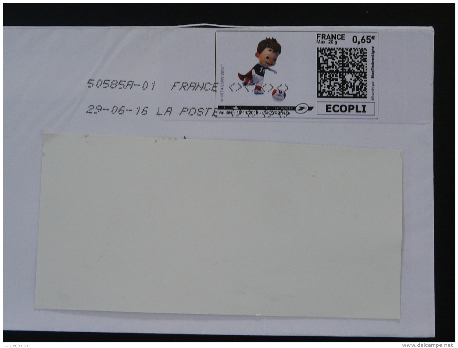 Football UEFA EURO 2016 Timbre En Ligne Sur Lettre (e-stamp On Cover) TPP 3344 - UEFA European Championship