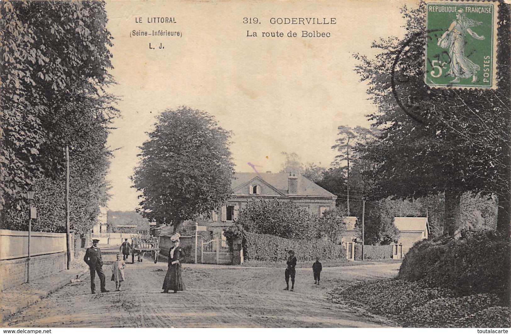 CPA 76 GODERVILLE LA ROUTE DE BOLBEC 1913 - Goderville