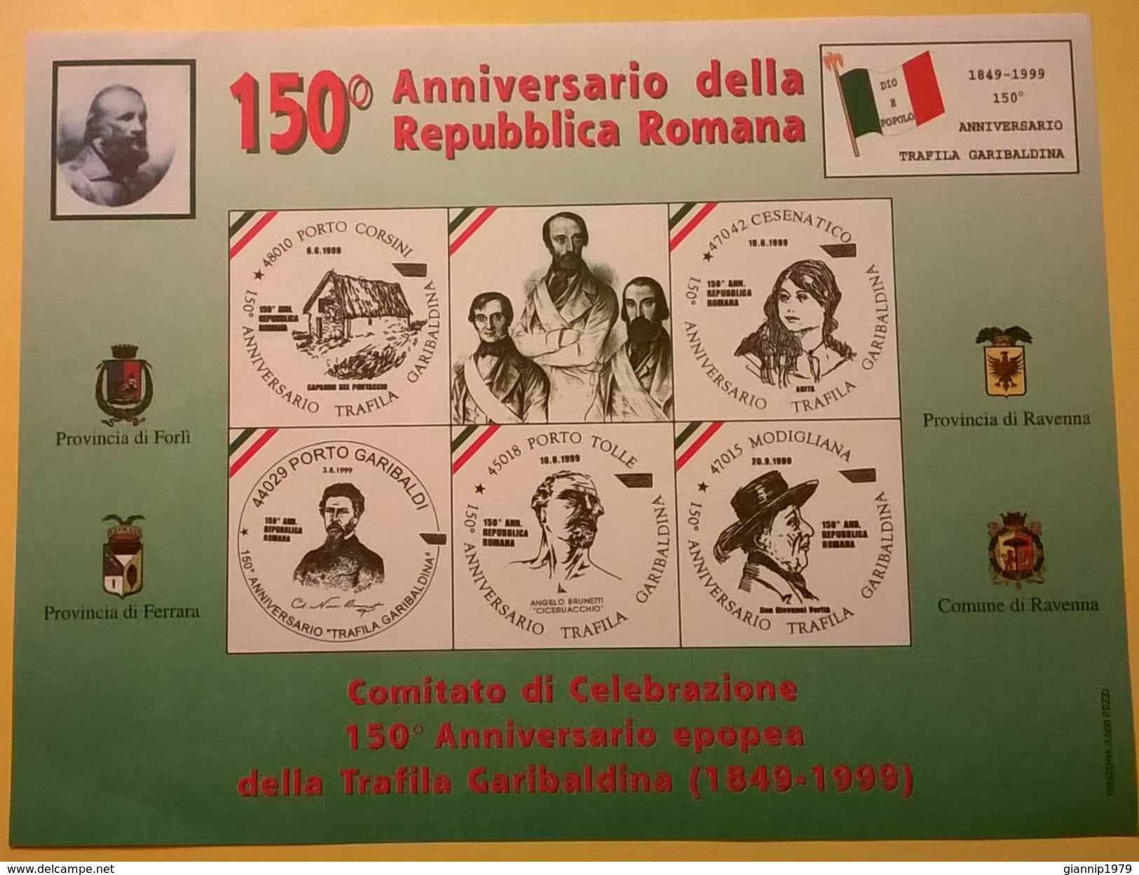 FOGLIETTO 150 ANNI REPUBBLICA ROMANA - Afiches