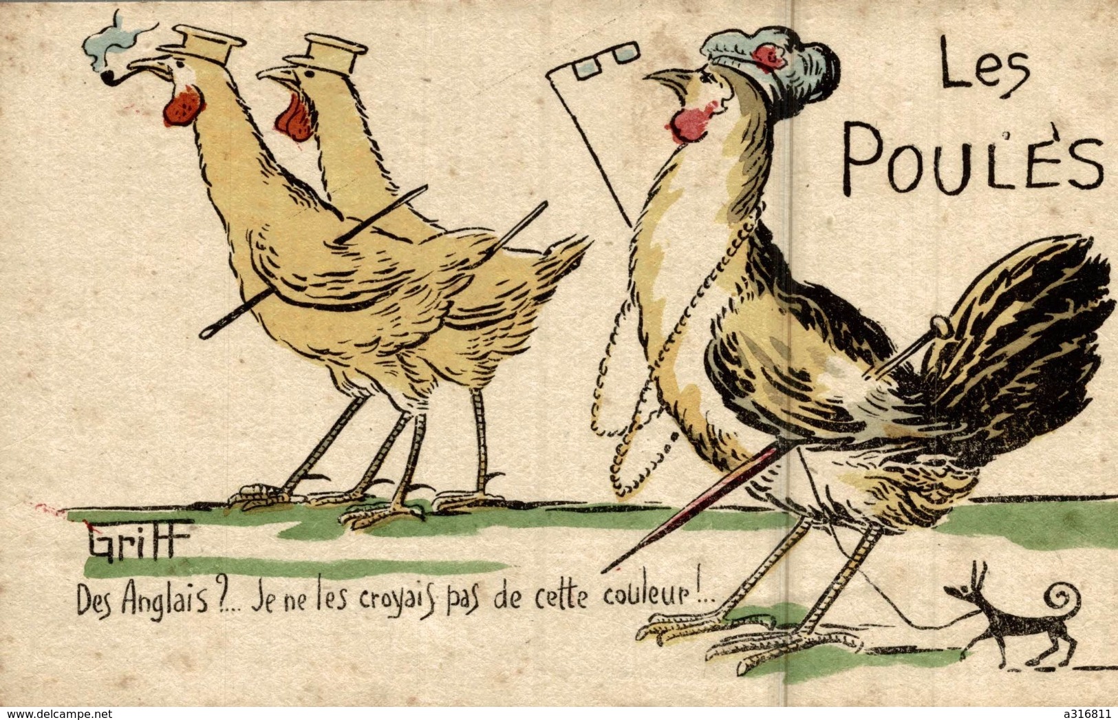 LES POULES SIGNER GRIFF    Des Anglais  Je Ne Te Croyais Pas De Cette Couleur - Griff