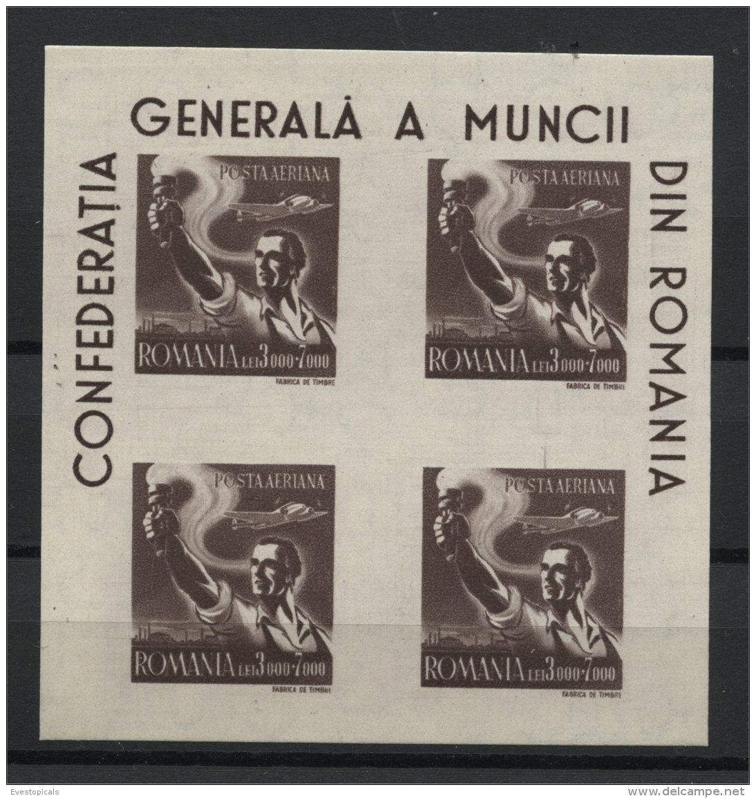 ROMANIA, MINISHEET ""UNION CONGRESS"" 1947 NEVER HINGED - Blocs-feuillets