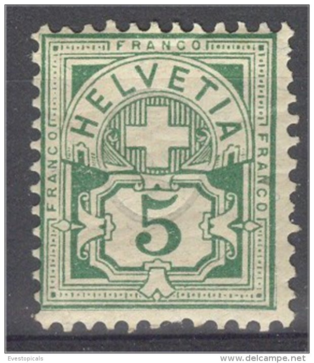 SWITZERLAND, 5Rp NUMERAL1899 GREEN,MNH - Unused Stamps