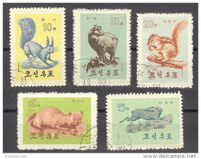 NORTH KOREA, WILD ANIMALS 1962, USED SET - Corée Du Nord