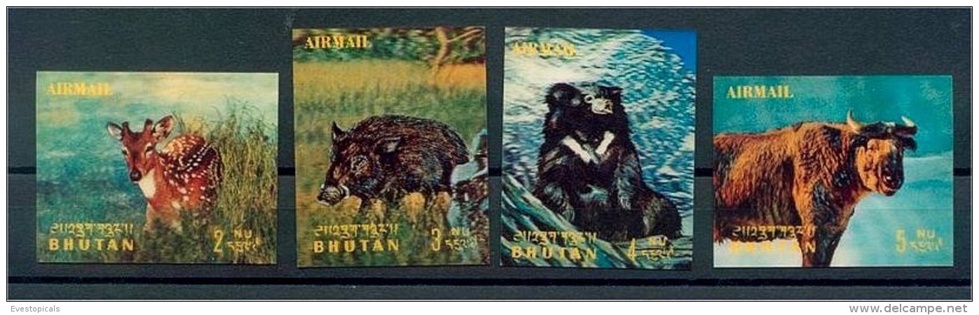 BHUTAN ANIMALS 1970, SET OF AIRMAIL STAMPS 3D 1970 MNH! - Bhoutan