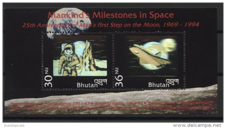 BHUTAN, Mankind's Milestones In Space 1994 - Bhoutan