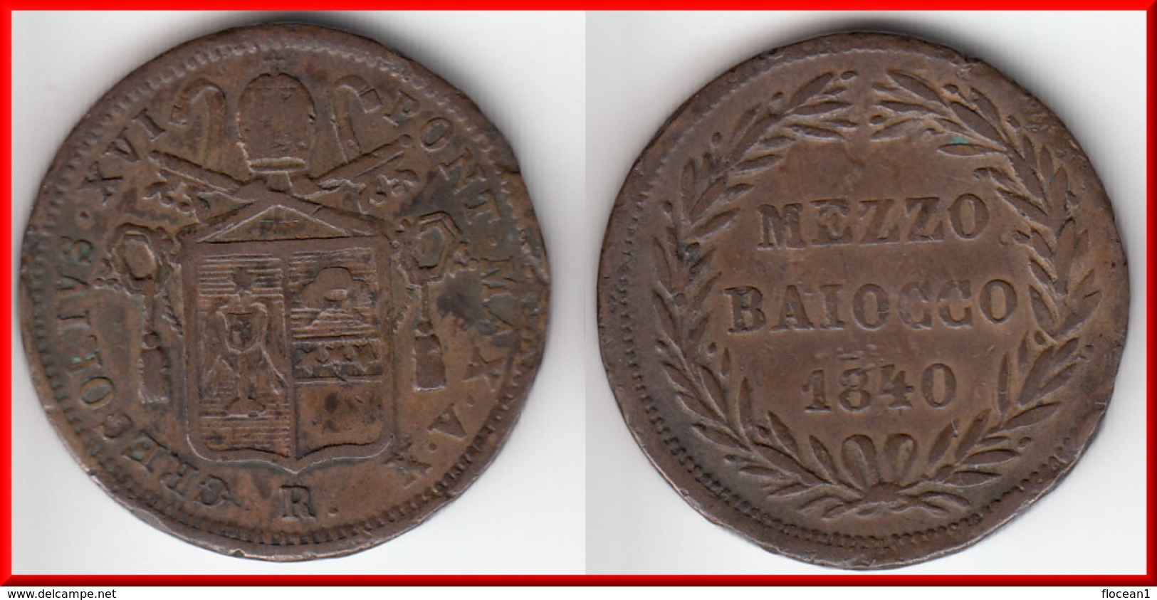 ** ITALIE ETATS PAPAUX - ITALIA PAPAL STATES - MEZZO BAIOCCO 1840 XR - 1/2 BAIOCCO 1840 XR PIUS IX ** ACHAT IMMEDIAT !!! - Vaticano (Ciudad Del)