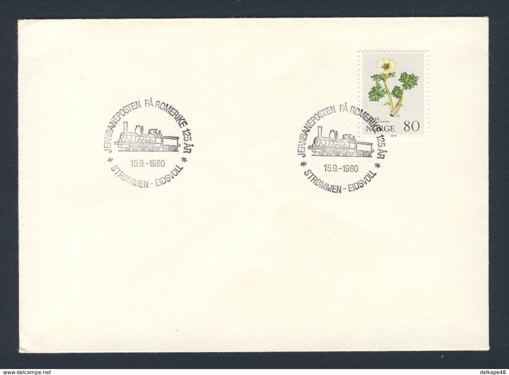 Norway Norge Norwegen 1980 Cover / Brief - 125th Ann. Railway On Romerike / Eisenbahn - Treinen