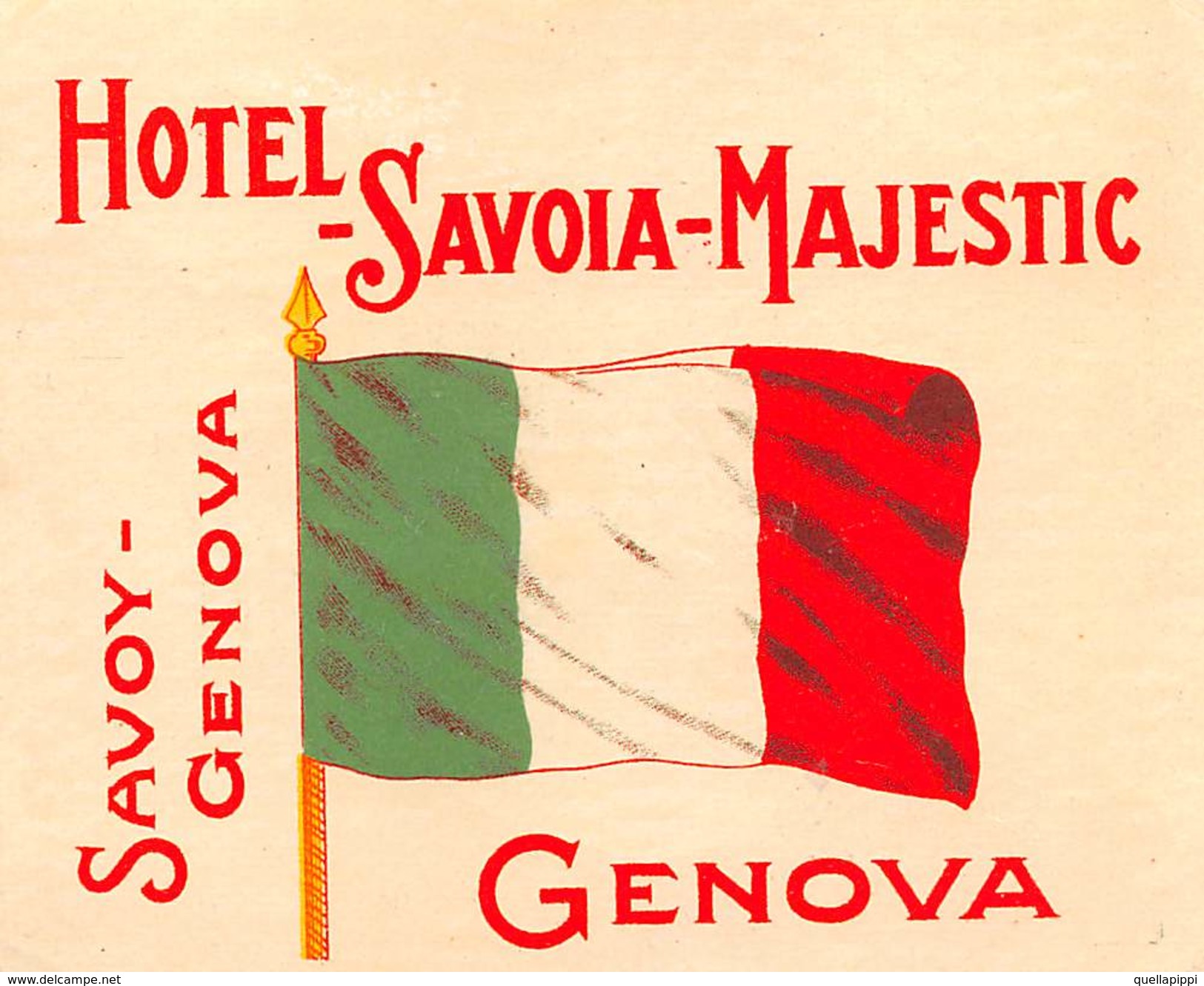 D5892 "HOTEL SAVOIA MAJESTIC - GENOVA - ITALIA"  ETICHETTA ORIGINALE - ORIGINAL LABEL - Adesivi Di Alberghi