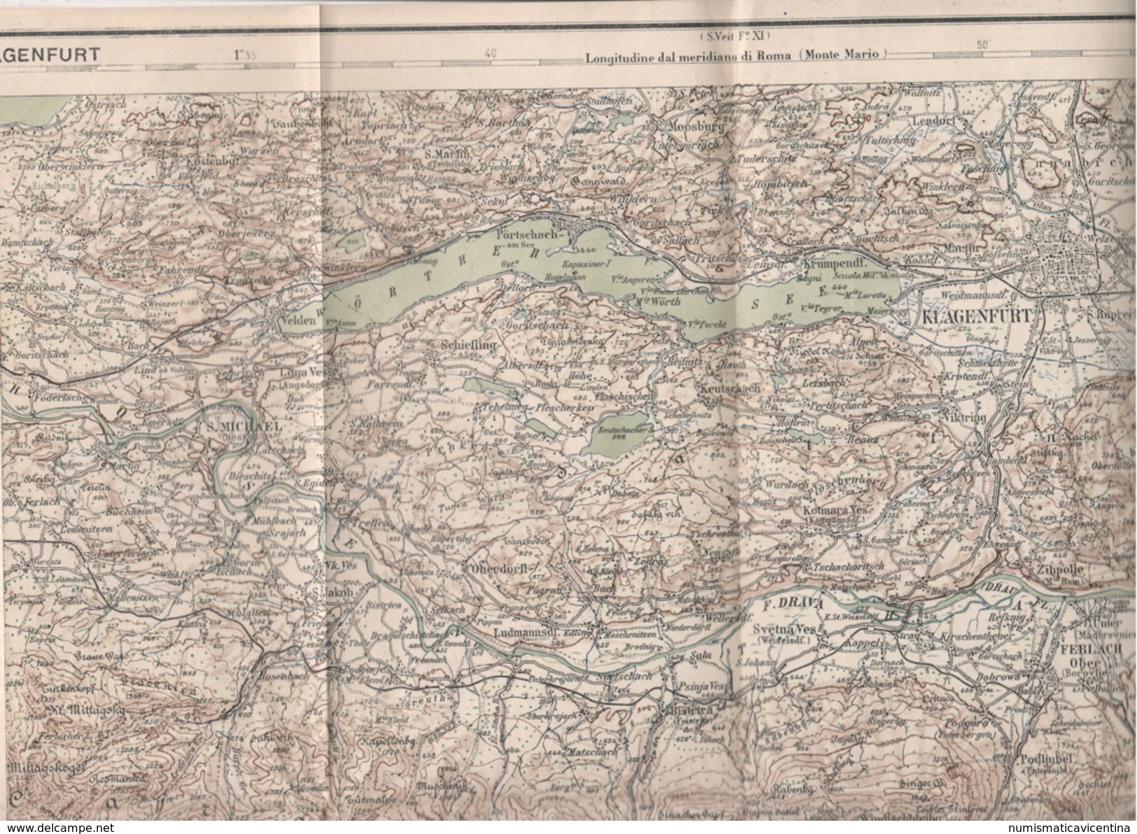 Klaghenfurt Austria Guerra Italo Austriaca Mappa Map Karte Militare 1916 Con Indicazioni Lingua Italiano E Slava - Europe