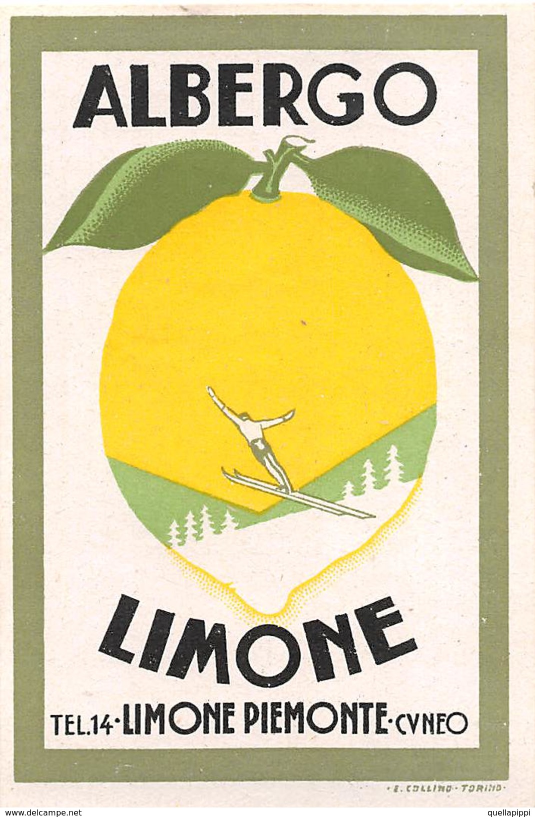 D5898 "HOTEL ALBERGO LIMONE  - LIMONE PIEMONTE - CUNEO -  ITALIA"  ETICHETTA ORIGINALE - ORIGINAL LABEL - Adesivi Di Alberghi