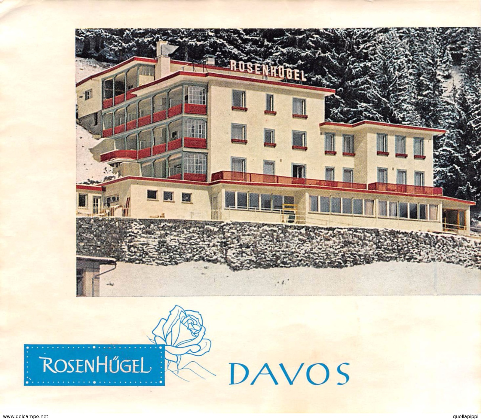 D5907 "ROSEN HUGEL   - DAVOS - SVIZZERA"  ETICHETTA ORIGINALE - ORIGINAL LABEL - Hotel Labels