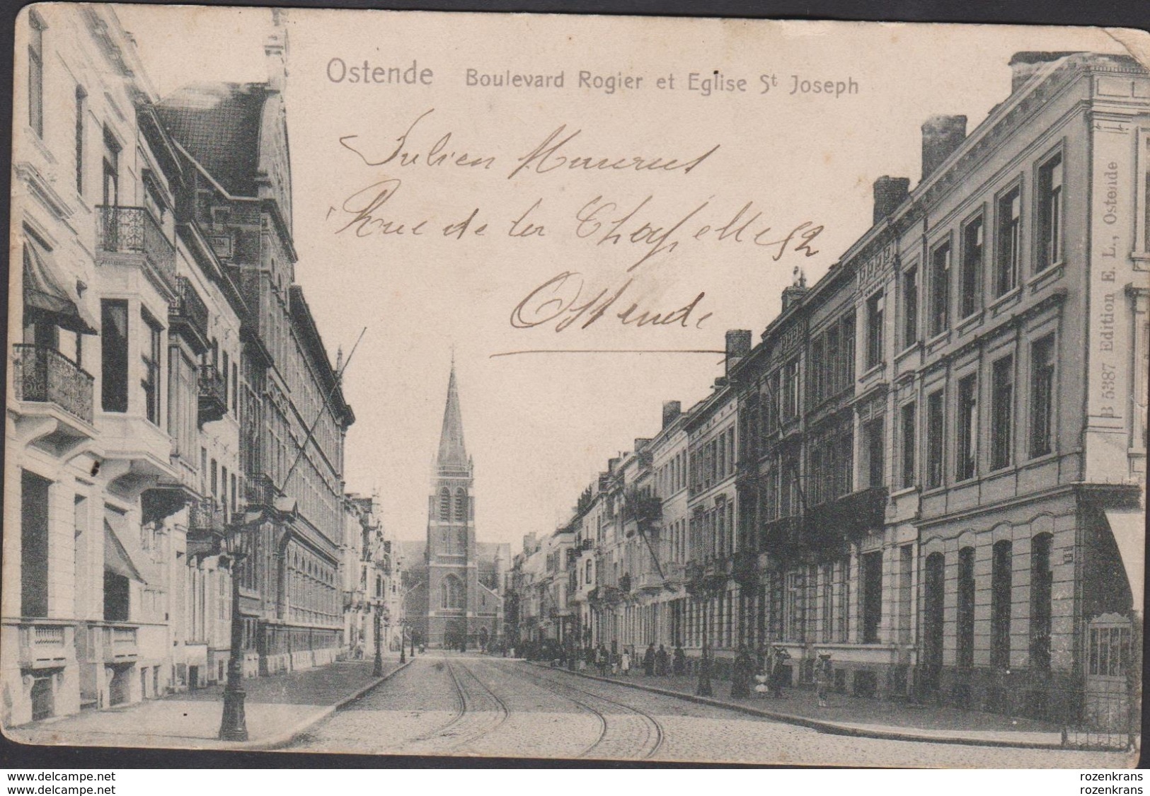 Oostende Ostende 1907 Boulevard Rogier Et Eglise St Joseph - Oostende